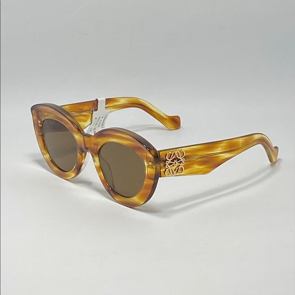 Loewe Accessories - Loewe Amber Tortoiseshell Round Sunglasses with Gold Anagram Detail